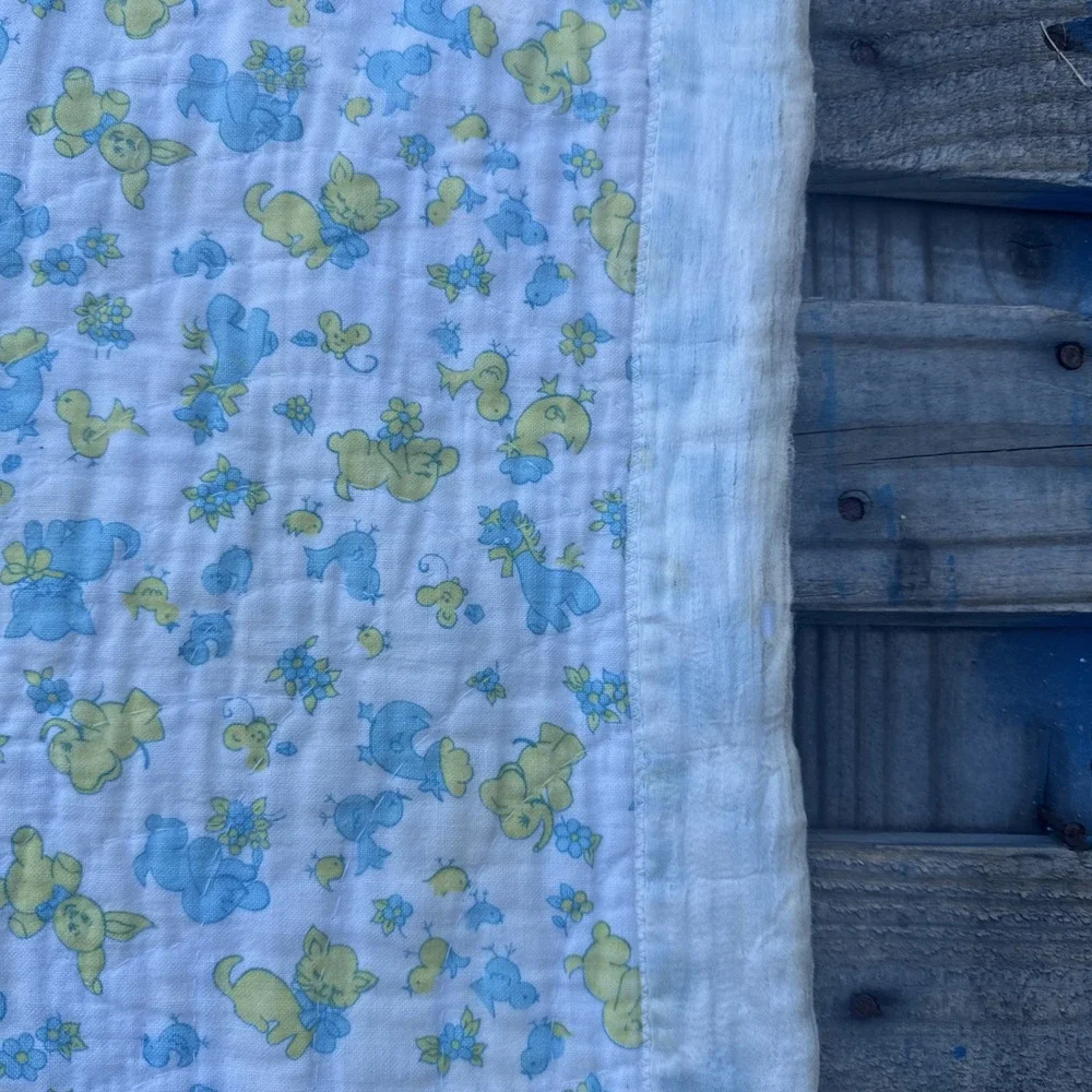 VTG Baby Crib Prayer Blanket 33x46 Angels Now I Lay Me Down To Sleep Embroidered